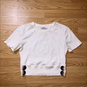 Zara white ribbed buttoned top